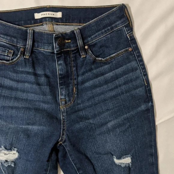 PACSUN High Rise Ripped Jegging, Color Dark Wash Size 24 S - Picture 5 of 15